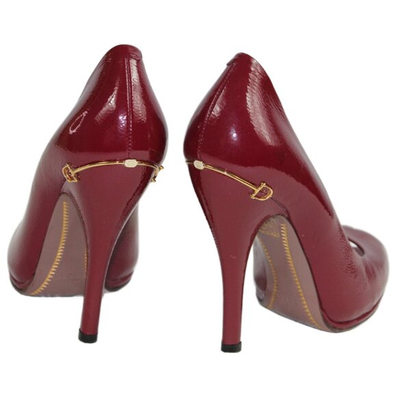 Gucci Venice Naplack Light Prune Patent Leather Peep Toe Stiletto, Size 36.5 - Picture 7 of 9